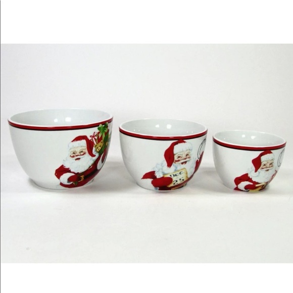 Fitz and Floyd LETTERS TO SANTA 4" 5" 6" Nesting Bowl Set 3Pc - Picture 4 of 9